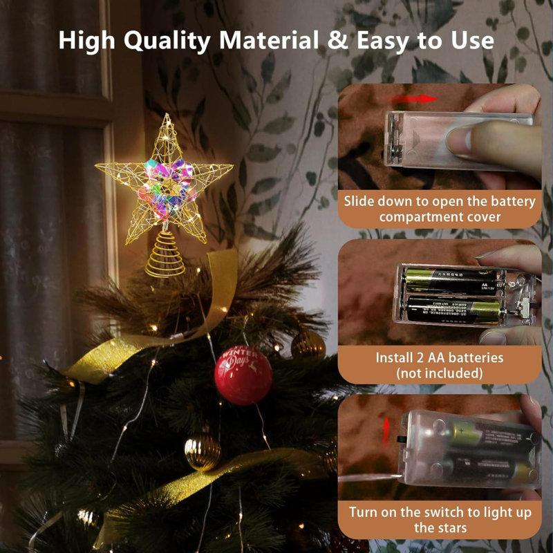 Battery operated star tree topper online